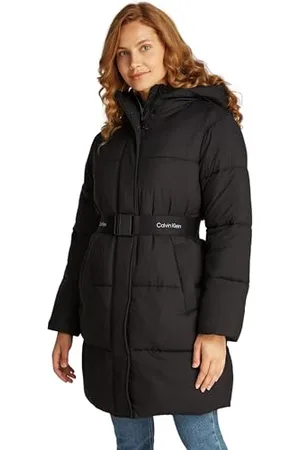 Calvin Klein Jeans Donna LOGO BELT LONG PUFFER J20J224122, Black (CK Black), XL