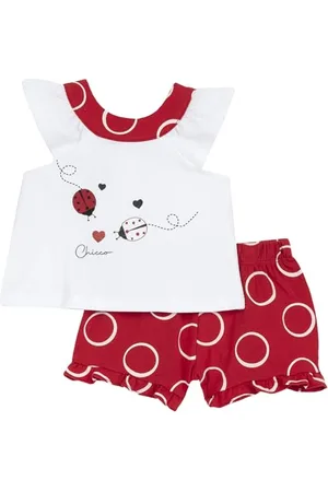 chicco Completo Neonata con T-shirt e Pantaloncini Corti, con Apertura sulla Schiena con Bottoncini, con Grafiche Moderne e alla Moda, in Cotone, Lavabile in Lavatrice, 0-24 Mesi, Designed in Italy