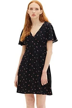 TOM TAILOR 1036825 Vestito, 31950-Small Black Flower Print, S Donna