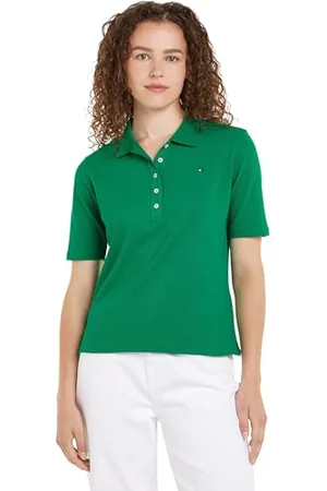 Tommy Hilfiger 1985 Reg Pique Polo SS WW0WW37820 Maniche Corte, (Olympic Green), XXS Donna
