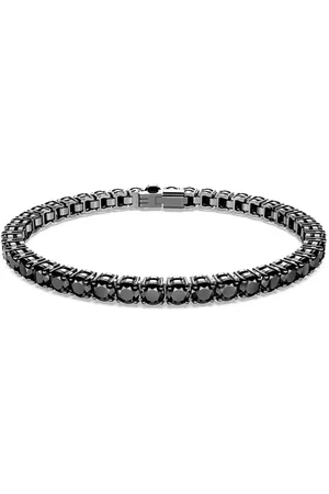 Swarovski Matrix Braccialetto Tennis, con Cristalli a Taglio Tondo, Chiusura con Gancio a W, Placcatura in Tonalità Rutenio, Taglia M