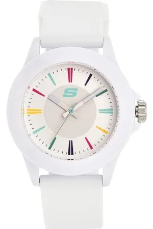 Skechers Orologio da donna, Rosencrans, movimento a tre lancette, cassa in policarbonato bianca da 40 mm con cinturino in silicone, SR6080
