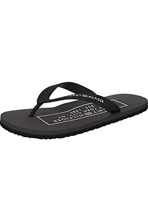 Tommy Hilfiger Infradito Uomo Rubber Beach Sandal Scarpe da Mare, (Black), 40 EU