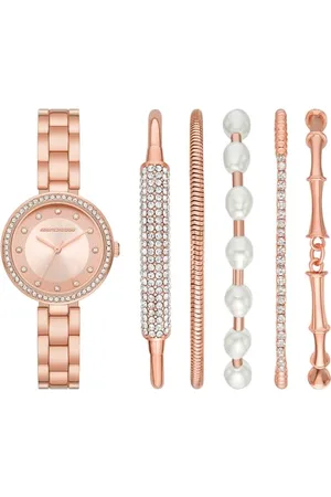 Skechers Orologio da Donna, Bracciale Glitz Set, Movimento a Tre Lancette, Acciaio Inossidabile, Cassa 32 mm e Bracciale in Acciaio Inossidabile, Oro Rosa