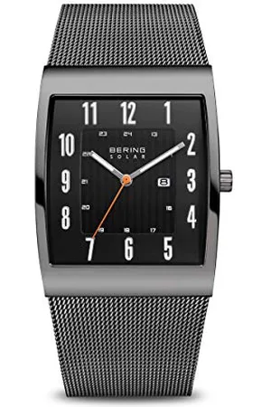 Bering Uomo Analogico Solare Orologio con Cinturino in Acciaio Inossidabile Cinturino e Vetro Zaffiro