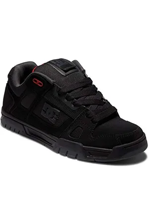 Dcshoes Stag-Scarpe da Uomo in Pelle, Ginnastica, Nero/Grigio/Rosso, 46.5 EU