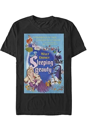Disney Blue Sleeping Beauty Poster Organic Short Sleeve T-Shirt, Black, M Unisex