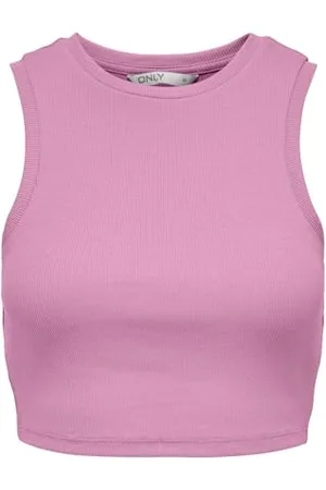 ONLY Onlvilma S/L Cropped Tank Top Jrs Noos Canotta, Colore: Rosa, L Donna