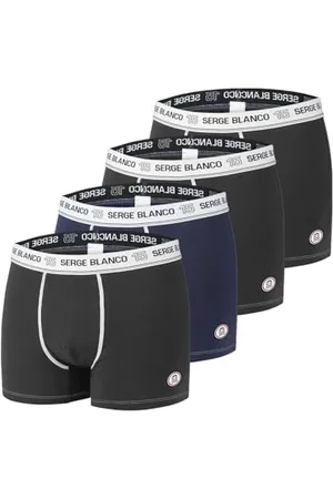 Serge Blanco Boxer Uomo Cotone, comoda, vestibilità perfetta, set di 4, Nero, Blu, Taglie M