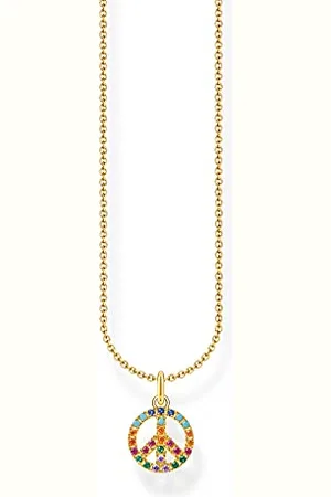 Thomas Sabo Collana da donna in argento 925 con pietra colorata 32022503, 45 cm, Argento sterling Oro Giallo, Zirconia cubica
