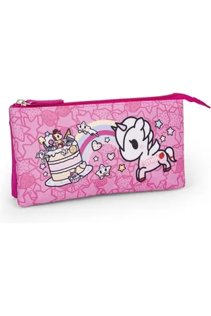 FRANCO COSIMO PANINI TOKIDOKI - Busta Portatutto Ufficiale Tokidoki, Borsa Porta Oggetti per Borse e Zaini, con 3 Buste Piatte e Pratica Chiusura a Zip, Idea Regalo Bambino e Bambina, 21x12H cm, Rosa