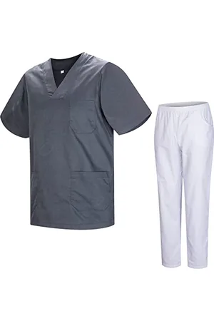 MISEMIYA Uniformi Unisex Set Camice – Uniforme Medica con Maglia e Pantaloni Uniformi Mediche Camice Uniformi sanitarie 817-8312-BLANCO - 4XL