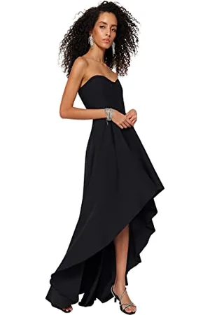 Trendyol Regular Fit Woven Evening Dress Women Skater vestibilità Regolare Abito da Sera in Tessuto, Black, 70 Donna