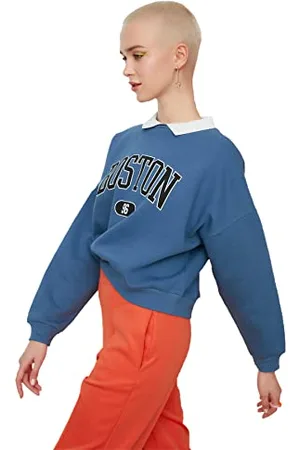 Trendyol Felpa Schardon Lavorata a Maglia Boyfriend Stampata Tuta, M Donna
