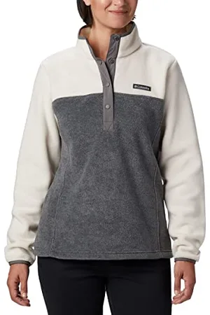 Columbia Benton Springs 1/2 Snap Pullover Giacca di Pile, City Grey Heather X Chalk, 3X Donna