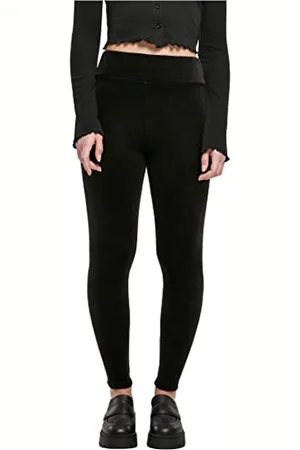 Urban classics Ladies High Waist Rib Velvet Leggings Vita Alta in Velluto, , XS Donna