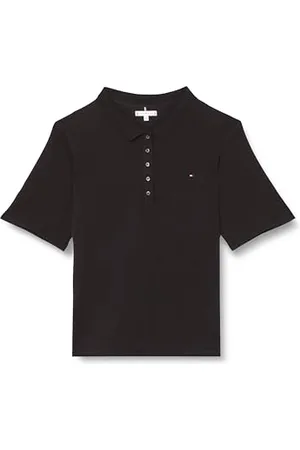 Tommy Hilfiger Donna Maglietta Polo Maniche Corte Regular Fit, (Black), 48