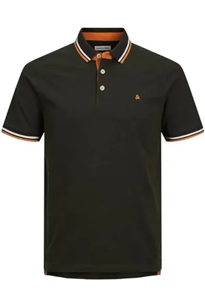 JACK & JONES Uomo Polo Aderente JJEPAULOS Tinta Unita Maglia Manica Corta Cotone piqué Taglie Forti, Colore:Verde, Size:6XL