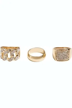 Urban classics Anello unisex con diamanti, confezione da 3, L-XL, Metallo, Turchese
