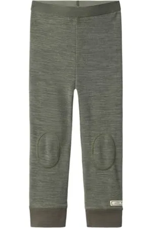 NAME IT Nmmwyla Wool/Vis Longjohn Leggings da ragazzo, verde, 110