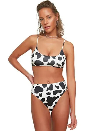 Trendyol Bikini a Vita Alta con Motivo di Animali Bottoms, , 44 Donna