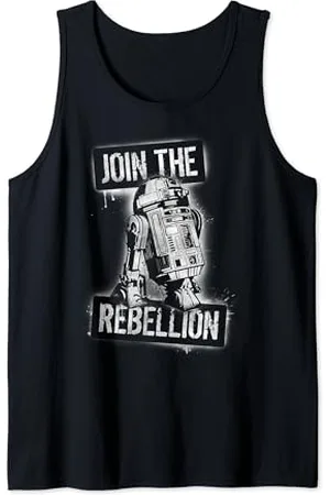 STAR WARS R2-D2 White Spray Paint Join The Rebellion Canotta
