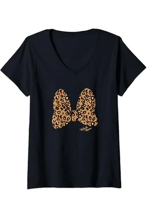 Disney Minnie Mouse Large Animal Print Bow Maglietta con Collo a V