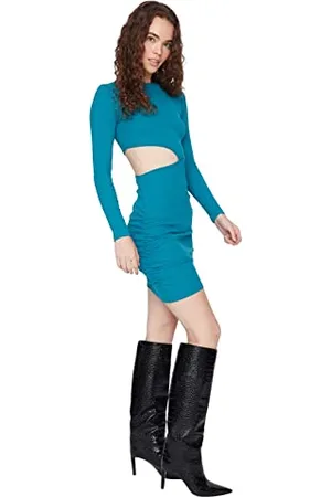 Trendyol Woman Mini Bodycon Crew Neck Knit Dress Vestito, , M Donna