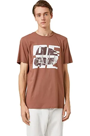 Koton Maglietta a Maniche Corte con Stampa Slogan T-Shirt, (562), M Uomo