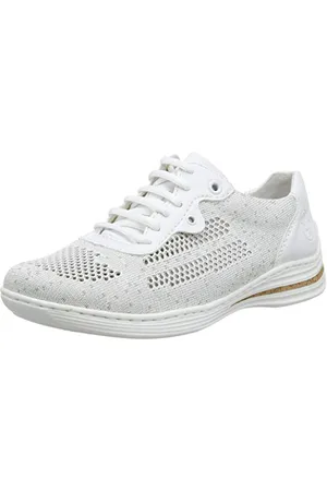 Rieker Frühjahr/Sommer M3506, Scarpe da Ginnastica Basse Donna, Bianco (White/Silver/Weiss 80), 39 EU
