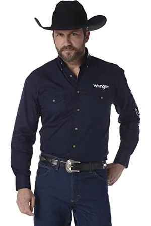 Wrangler Western Logo Two Pocket Long Sleeve Button Shirt Camicia Down, , S Uomo