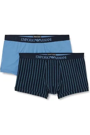 Emporio Armani Stretch Cotton Classic Pattern Mix 2-Pack Trunk, Boxer Uomo, (Stripes Print-Avio), S