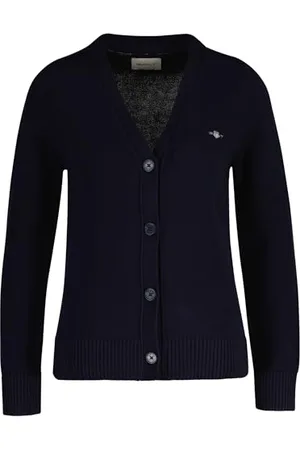 GANT Cardigan in Cotone Classico Maglione, Blu-Evening Blue, M Donna