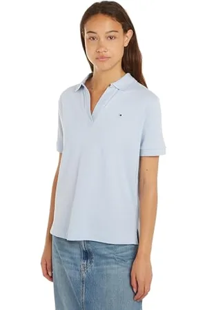 Tommy Hilfiger Maglietta Polo Maniche Corte Donna Regular Fit, (Breezy Blue), XXL