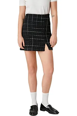 Koton Tweed Mini Skirt Slit Detail Gonna, (9C9), 46 da Donna