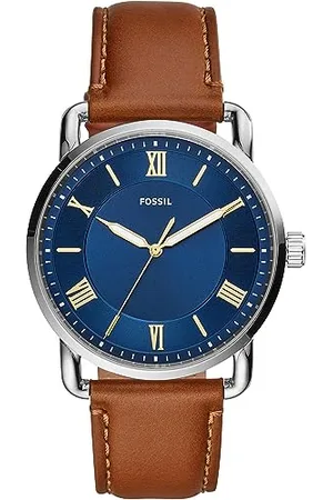 Fossil Orologio Copeland 42 mm da uomo, movimento al quarzo, cassa in acciaio inossidabile argento da 42 mm con cinturino in pelle, FS5661