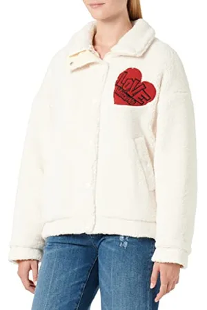Moschino Jacket in Eco Teddy Fur Giacca, Cream, 44 da Donna