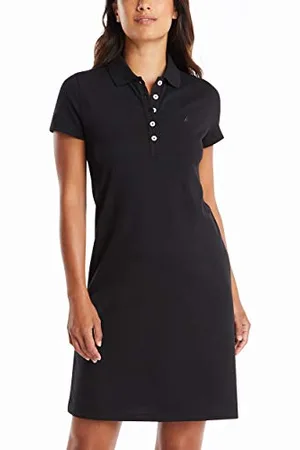 Nautica Abito Polo in Cotone Elasticizzato a Maniche Corte Easy Classic Vestito Casual, Colore: , L Donna
