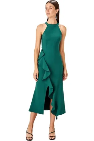 Trendyol Women Midi Wrapover Fitted Woven Dress, Abito da Donna Aderente Midi Avvolgente Donna,