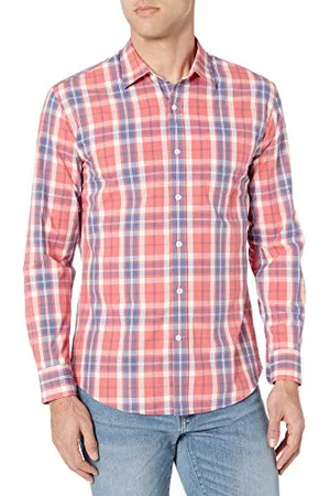 Amazon Camicia Casual in Popeline a Maniche Lunghe vestibilità Regular Uomo, , L