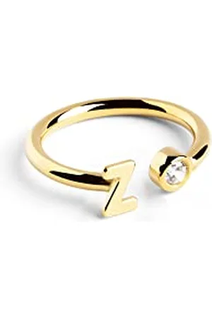 SINGULARU Anello Personalizzato Letter Spark. Regolabile. Argento Sterling 925 con Finitura Placcata 18Kt. Taglia Unica. Gioielli da Donna. Lettera Z