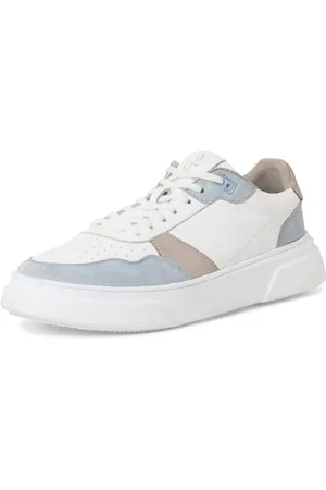 Marco Tozzi By Guido Maria Kretschmer Sneakers Uomo Basse in Pelle con Suola Grossa, (White Lt Blue), 43 EU