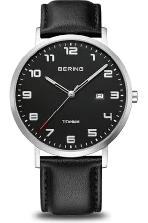 Bering Orologio Analogico al Quarzo Giapponese Uomo con Cinturino in Pelle 18640-402