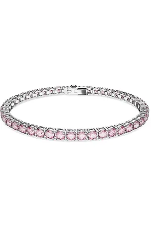 Swarovski Matrix Braccialetto Tennis, con Zirconia a Taglio Tondo, Placcato in Tonalità Rodio, Taglia S