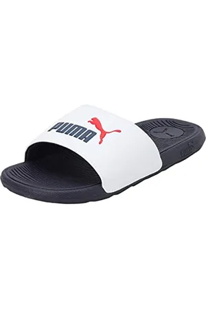 PUMA Cool Cat 2.0 Jr, Slide Sandal, White Navy for all Time Red, 35.5 EU