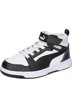 PUMA Rebound V6 Mid Ac+ Ps, Scarpe da ginnastica Unisex - Bambini e ragazzi, White Black Shadow Gray, 32 EU