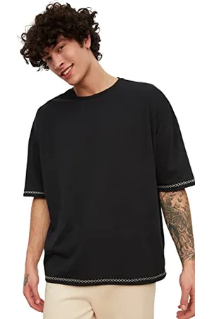 Trendyol T-Shirt da Uomo Giovane, Oversize, a Girocollo, in Maglia Camicia, , XS