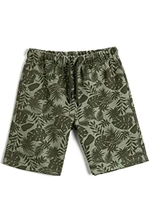 Koton Palm Printed Shorts Drawstring Pantaloncini, (03I), 4-5 Anni Ragazzi