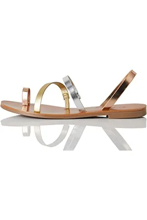 FIND FIND Flat Gladiator - Sandali alla schiava Donna, Multicolore (Metallic Multi), 37 EU