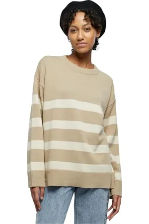 Urban classics Ladies Striped Knit Crew Sweater Maglia di Tuta, , S Donna